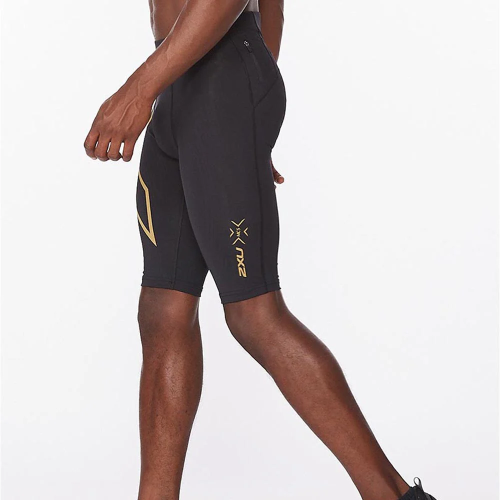 2XU Men Light Speed Compression Shorts - Black / Gold Reflective - Image 4