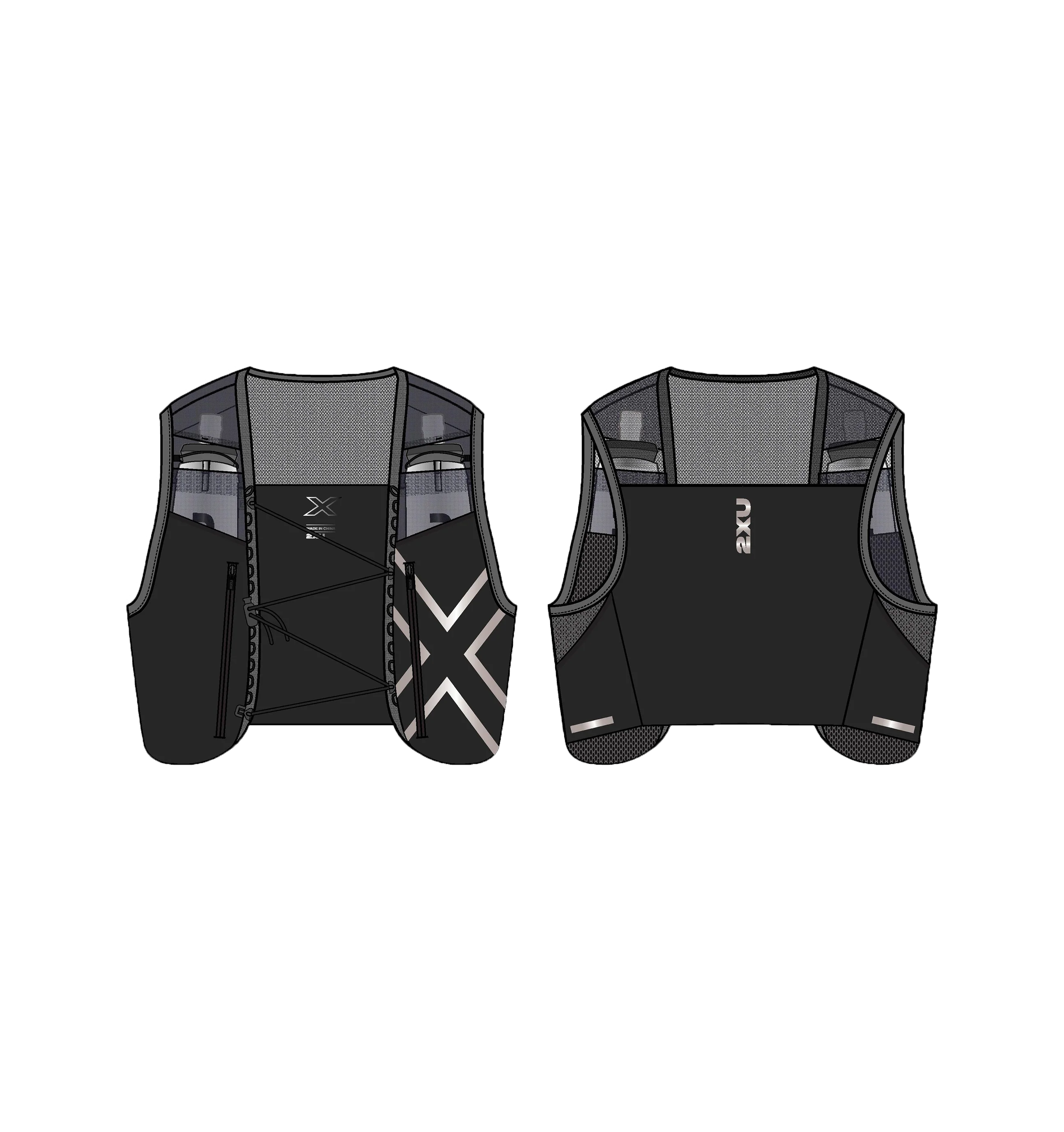 2XU Unisex Run Hydration Vest - Black / Silver Reflective - Image 7