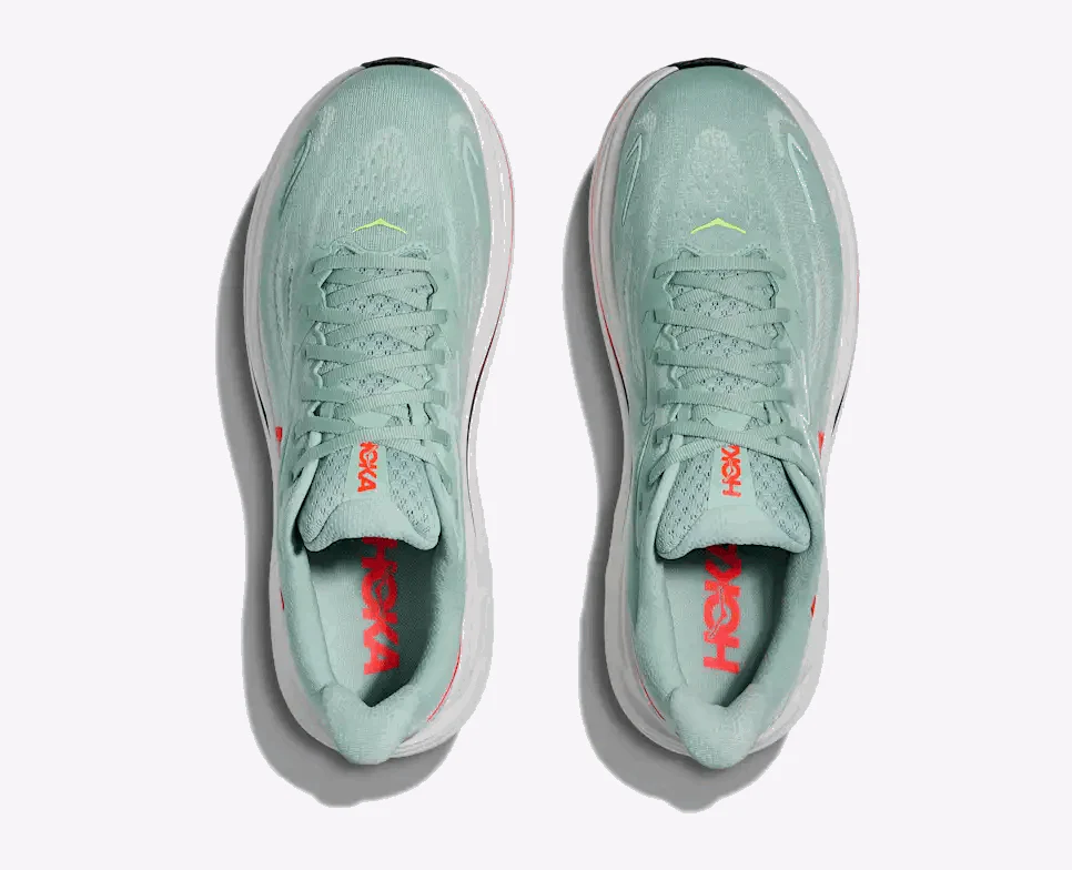 HOKA Men Clifton 10 - Sage / Neon Flame - Image 3