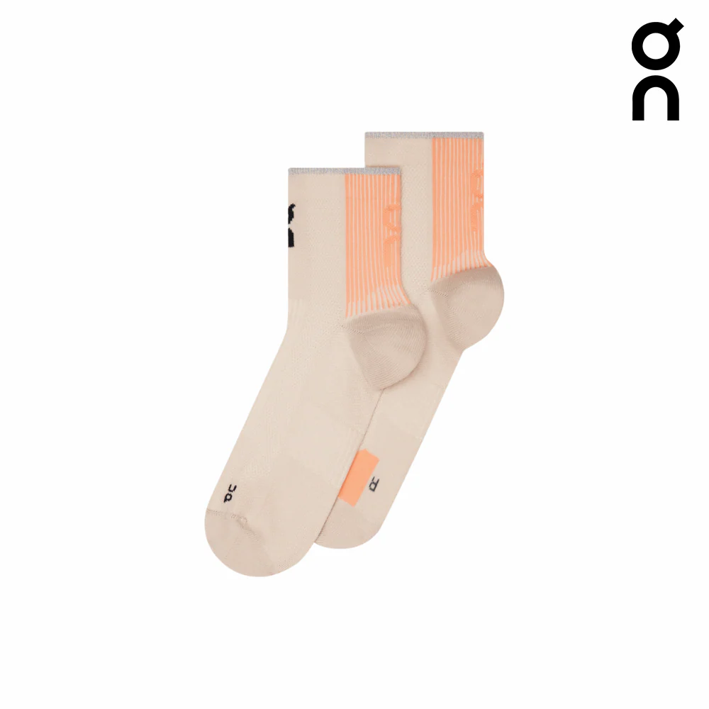 On Unisex Performance Run Sock Mid - Pearl / Sunstone